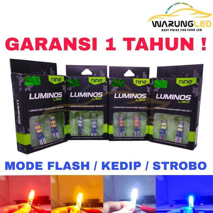 Promo Lampu Led T10 Kedip 9Nine Luximos Led  Senja Sein Plat Mundur 15 Titik Pcs Cod