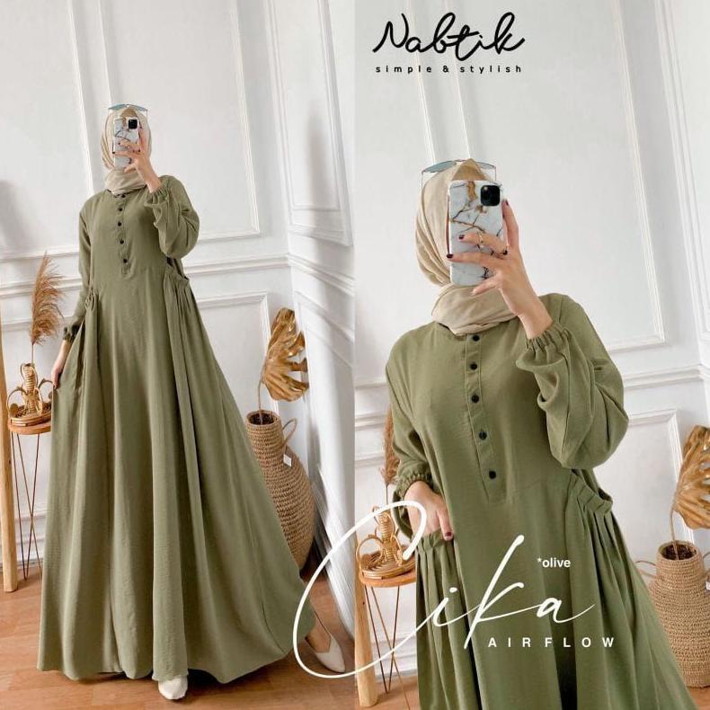 BEST SELLER GAMIS CIKA/ GAMIS CIKA NABTIK/GAMIS POLOS/ GAMIS PUTIH POLOS/GAMIS KRINGKLE AIR FLOW/GAM