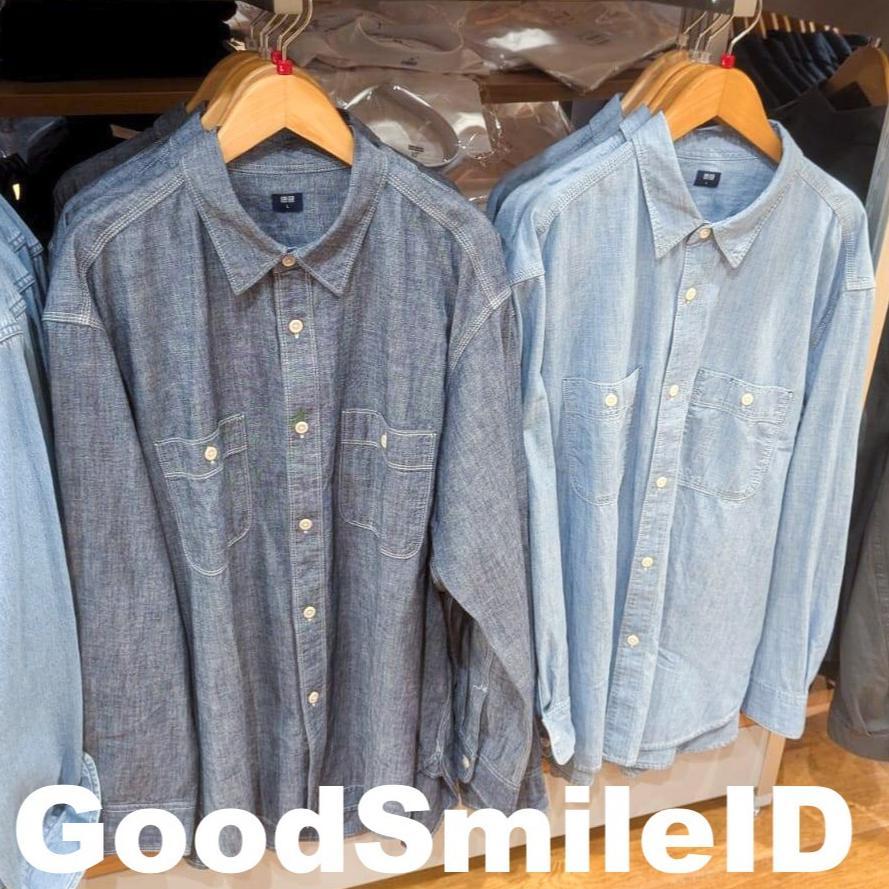 NEW SALE Men Kemeja Luaran Denim Chambray Lengan Panjang Over Shirt Long Sleeve Outer Jaket Pria Wan