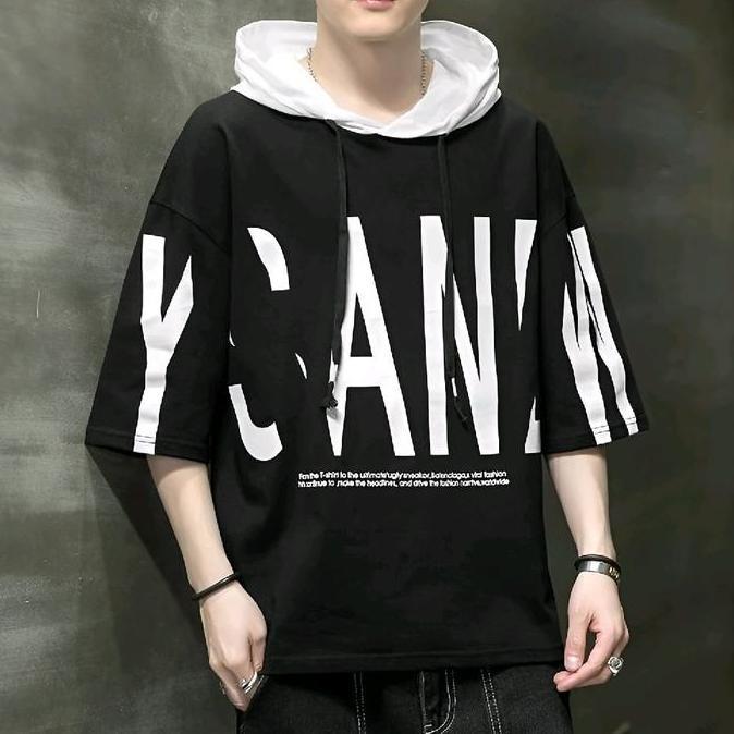 Xxpi- Kaos Hoodie Lengan Pendek Distro Pria Dewasa Tersedia Ukuran M Fit L Xl Dan Xxl - Kaos Hoodie 