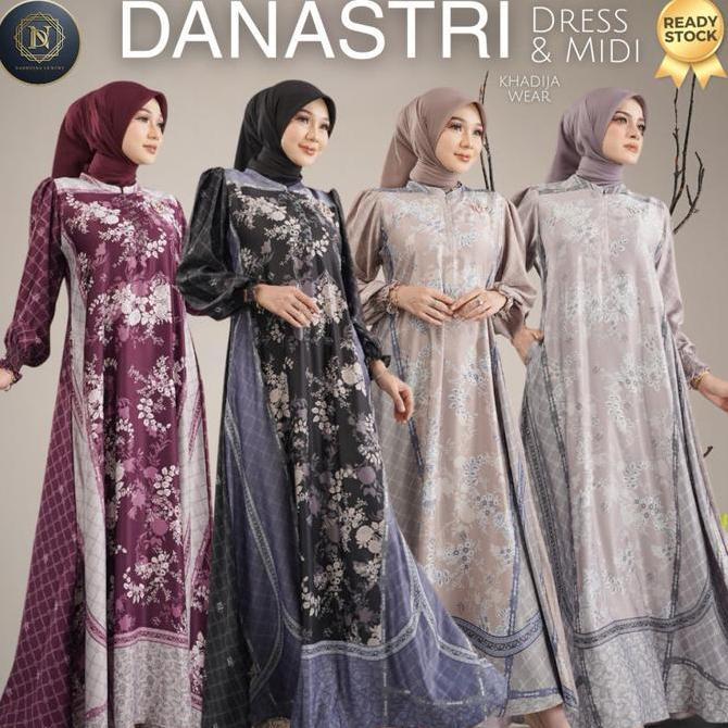 [Bisa Cod] Danastri Dress Midi Nadheera Luxury Danastari Sybilla Sp Silk Motif Gamis Bunga Nadhera