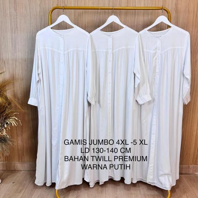 Gamis Putih Super Jumbo Ld 130 -140 Cm Model Polos Kekinian