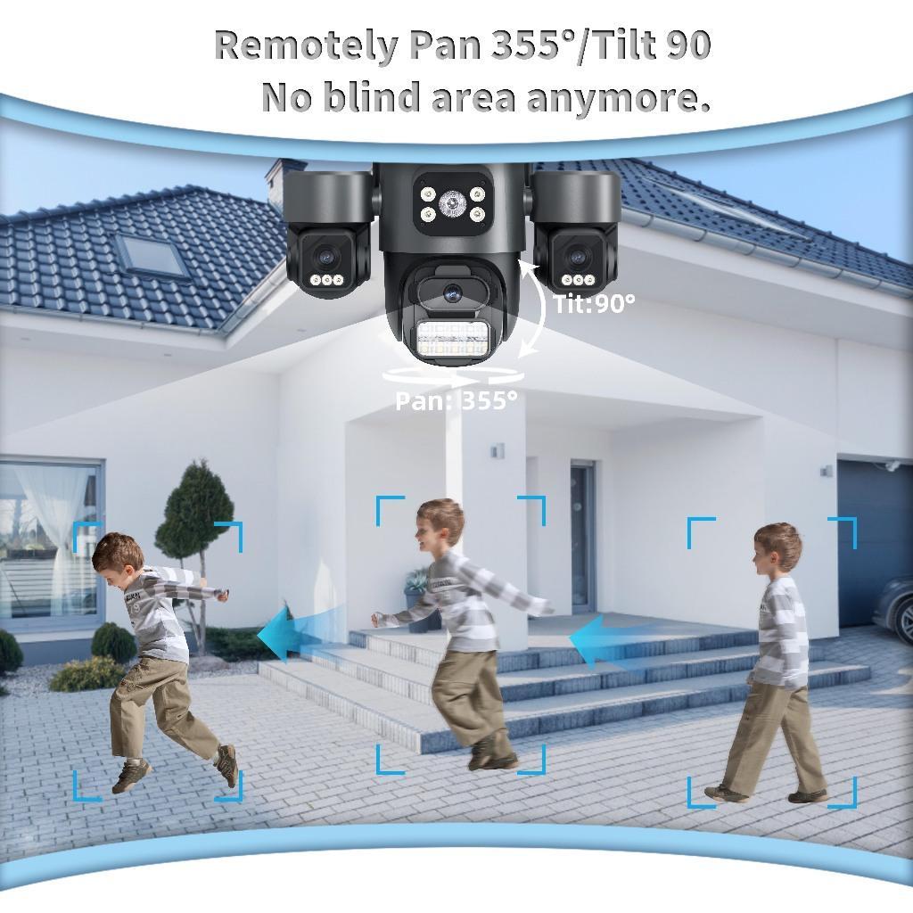 Hamrol 12Mp Tiga Lensa Kamera Ip Wifi 8Mp Dual Lens Outdoor Auto Tracking Cctv Security Camera Icsee