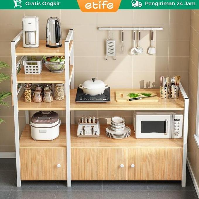 Etife Rak Dapur / Meja Dapur / Meja Kompor Tungku / Lemari Dapur / Rak Oven / rak kayu dapur