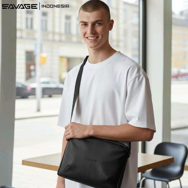 Savage Harith Tas Selempang Tablet 11.9 Inch Sling Bag Pria Wanita Anti Air Wateroof Slingbag Hitam