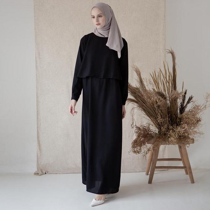 Askara By Aska Label - Gamis Wanita Panjang Dress Wanita Lengan Panjang Busui Friendly Bahan Crepe W