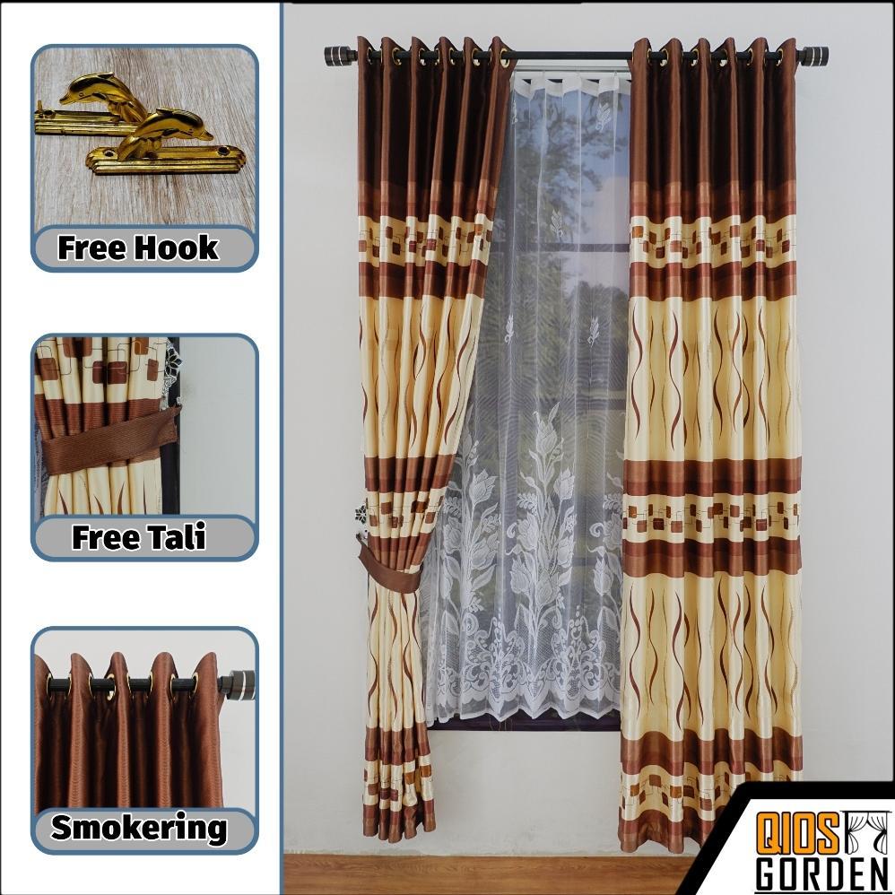 Gorden Blackout Import Mewah Motif Printing Daun Desain Terbaru 2020 Model Smokering Cuci Gudang