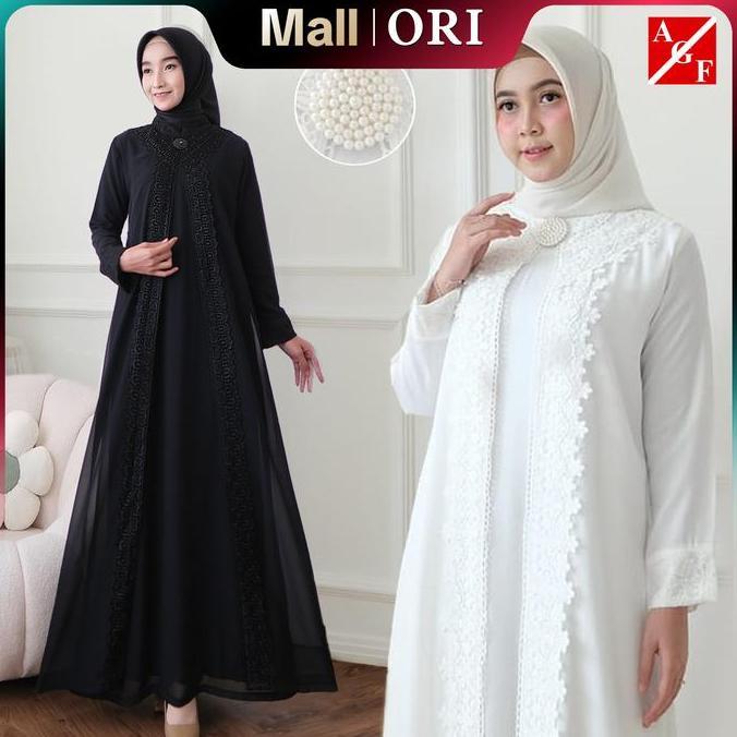 Agnes Hijab - Kamila Dress Gamis Putih Lebaran 2026 Terbaru Baju Muslim Wanita Simple Elegan Abaya H