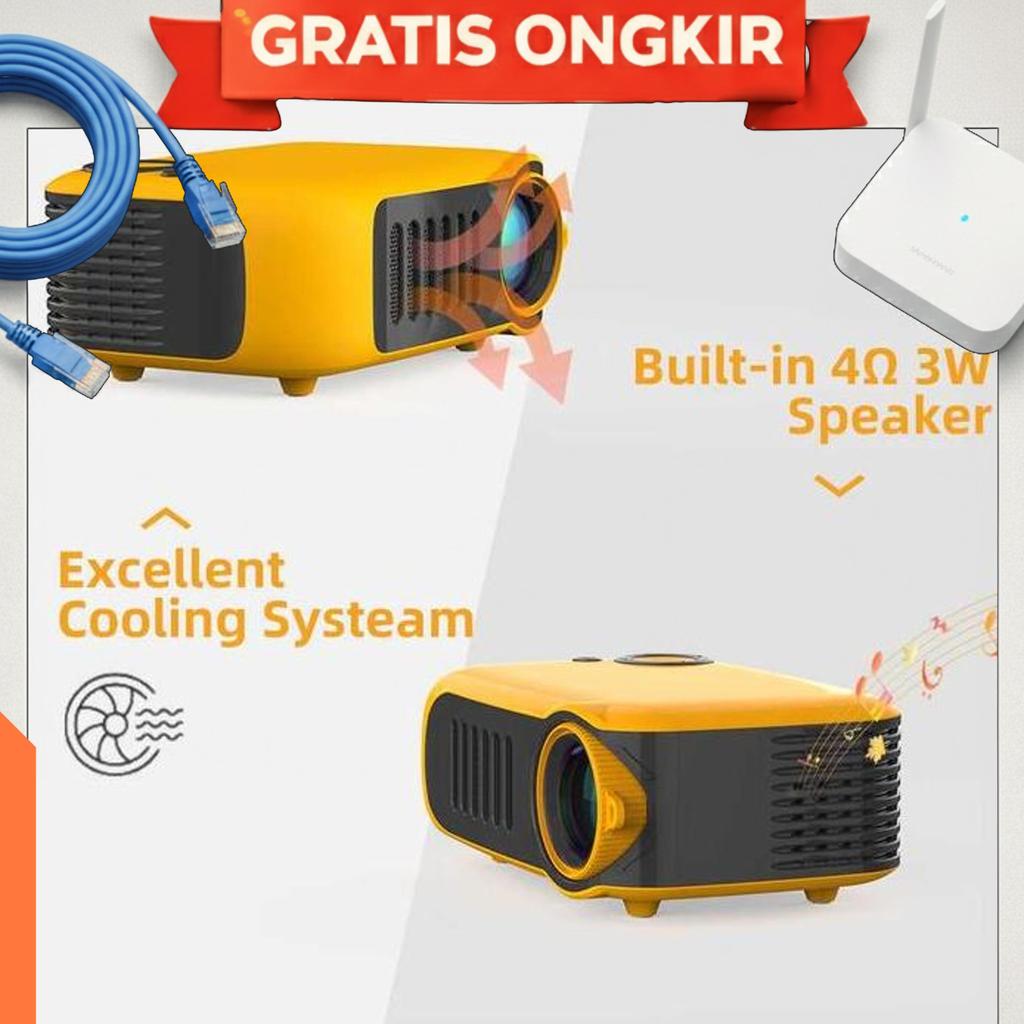 Jipdpro Projector Mini Full Hd Super Terang Watt Kecil Proyektor Portable Led Untuk Laptop Hp Serbag