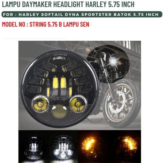 LAMPU DAYMAKER HEADLIGHT 5.75 INCH HARLEY STRING 5.75 LAMPU SEN BLACK BEST QUALITY