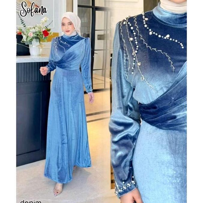 Sofana  - Dress Gamis By Adnbusana | Gamis Pesta Mewah | Baju Kondangan Wanita Kekinian | Dress Gami