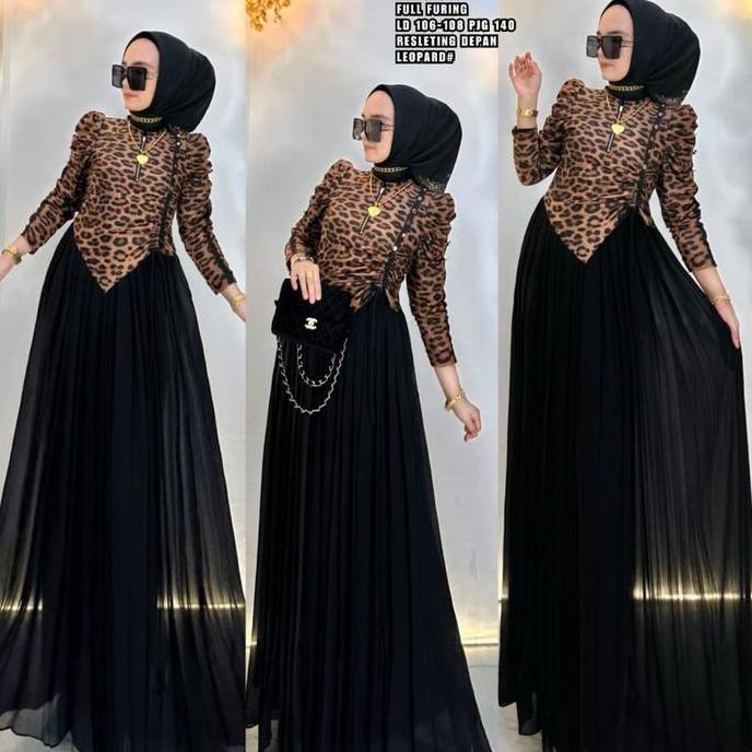 CodReady Maxi Dress Leopard Bulu Ceruty By Shr OriChabil Tanah Abang