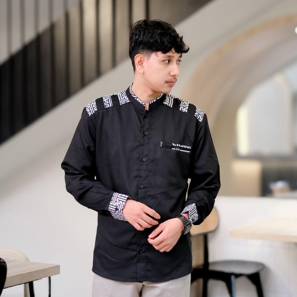 RECOMMENDED BAJU KOKO PRIA LENGAN PANJANG WARNA PUTIH BAJU KOKO EL RUMI TERBARU KOKO KOMBINASI BATIK