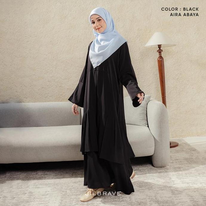 JILBRAVE Aira Abaya baju Gamis Muslimah Haji Umroh Daily Wear Basic Polos Flowy lebaran (TERBAIK) (T