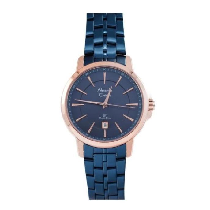 ALEXANDRE CHRISTIE AC8655 AC 8655 JAM TANGAN WANITA BLUE ROSEGOLD