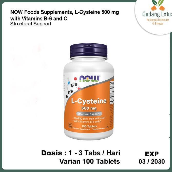 (DIJAMIN ) NOW Foods Supplements, L-Cysteine 500 mg with Vitamins B-6 and C
