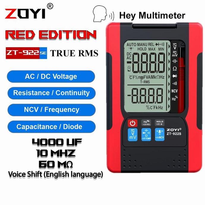 Zoyi ZT-922SE Voice Speak English Multimeter Multitester Avometer D