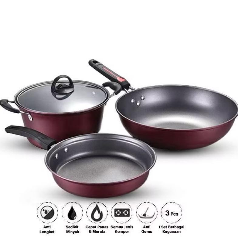 Cookware Set Qme / Panci Set Teflon Wajan Serbaguna