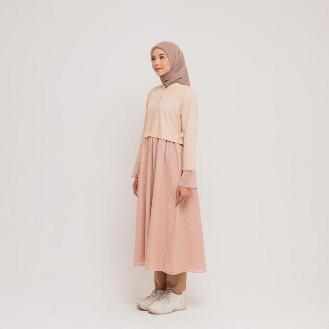 DAUKY Gamis Pesta Lebaran Wanita Remaja Dewasa Muslim M Dress Lace Katun Belt (TERBAIK) (TERBARU) (T