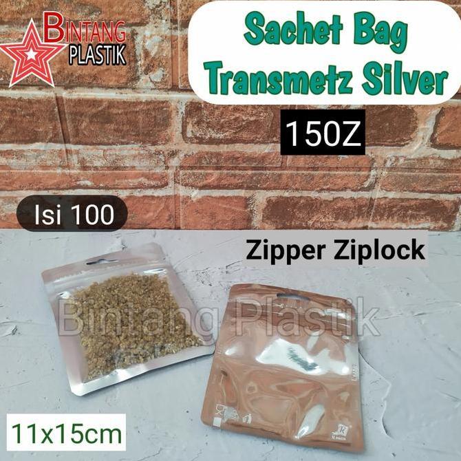Promo ISI 100 PCS SACHET SILVER KOMBINASI 150Gr KPACK ALUMINIUM FOIL ZIPLOCK Diskon