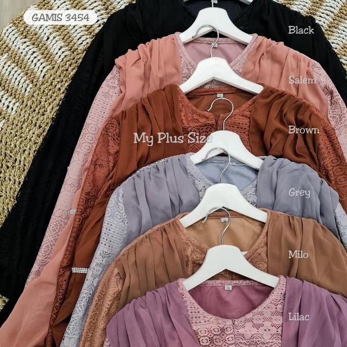 Murah Gamis Brukat Jumbo 3454, Ld 130 & 145 cm Non COD