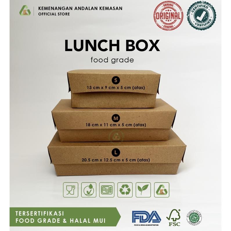 NEW PRODUCT Paper Lunch Box S, M, L / Kotak Makanan Coklat Polos / Lunch Box Selip (WAJIB MEMBELI EX
