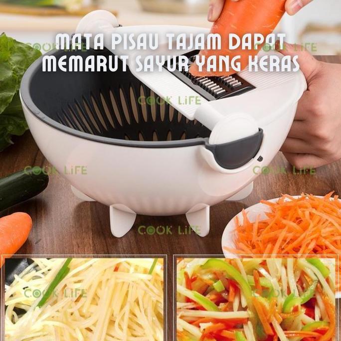 alat Parut Serbaguna Multifungsi Mangkok Putih 7IN1 Vegetable Fruit Cutter Parutan Manual pemotong S