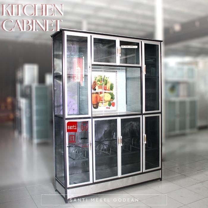 Lemari Dapur Rak Piring Aluminium 4 pintu Hit ABKLAJ Tebal