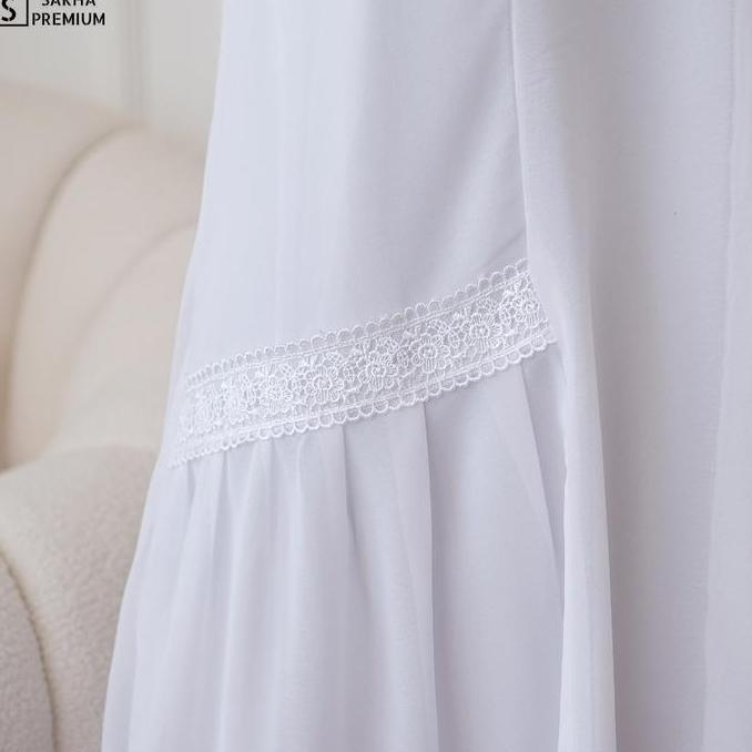 Murah Sakha - COD GS 001 BAJU GAMIS PUTIH SYAR'I WANITA GAMIS PUTIH CERUTI JUMBO TERLARIS BAJU LEBAR