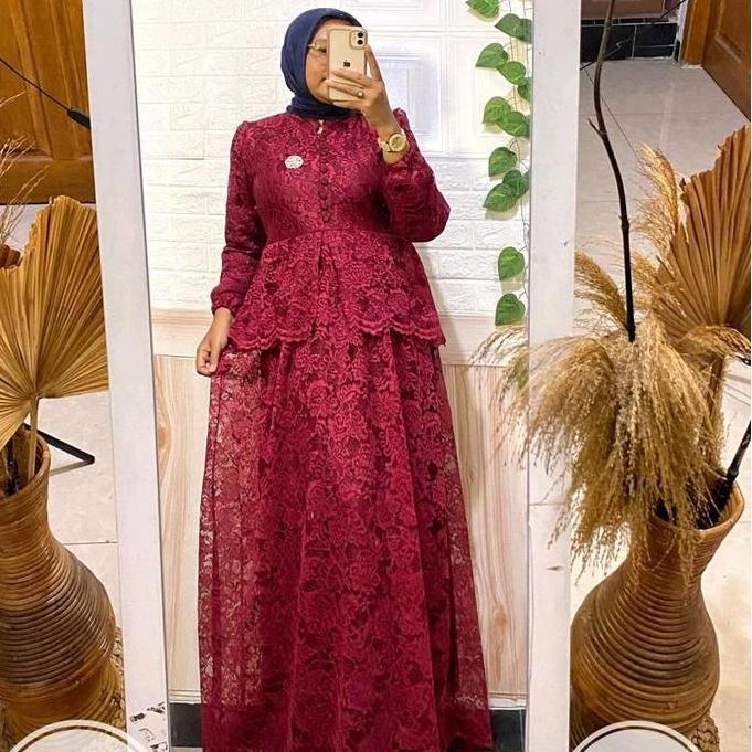 Murah Gamis Burkat Kondangan Renda Pinggang ukuran M-XXL Busui Dewasa Pesta Non COD