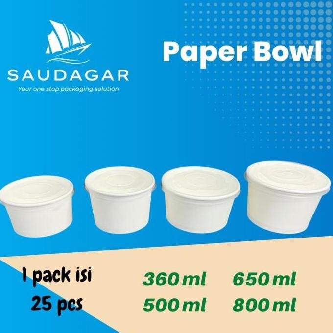 Paper Rice Bowl 800 ml / Mangkok Kertas Dengan Tutup