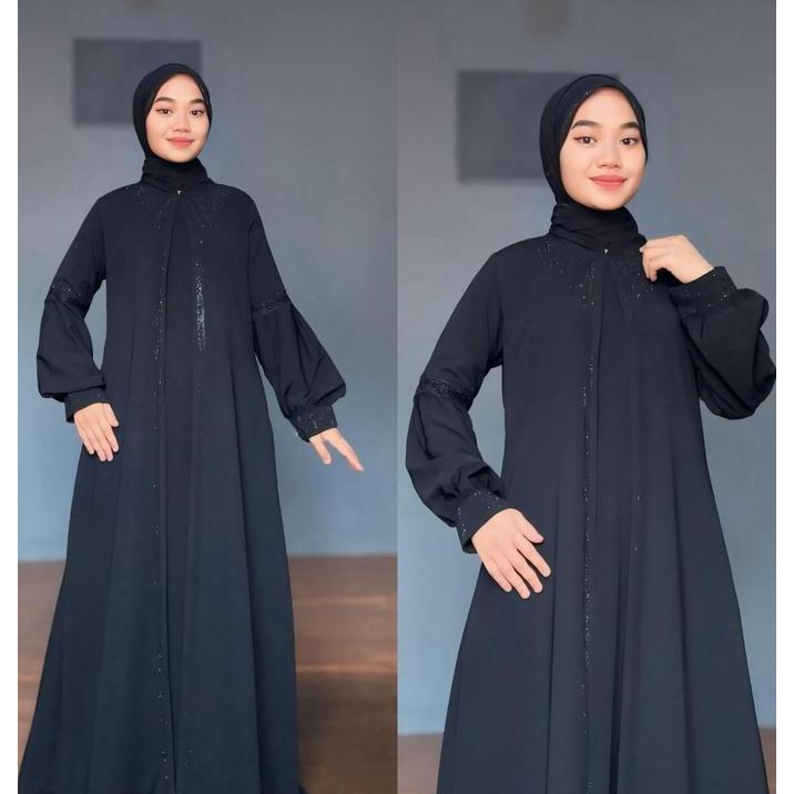 Murah Gamis Abaya Arab Mecca Model Krah Jetblack Wolfis Lengan Balon Terbaru Non COD