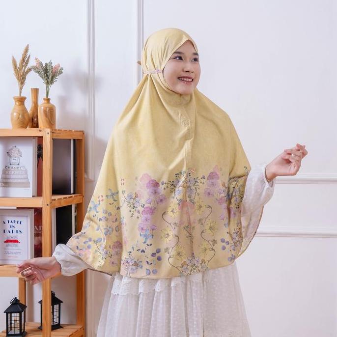 VESELKA Syaratha Kerudung Bergo | Hijab Jilbab Syari Khimar Instan Motif Bunga Printing Jumbo (TERBA