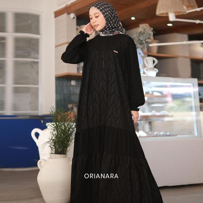 Murah Orianara Dress Gamis Hitam & Putih Wanita Muslimah Jetblack Gamis Umroh Haji Busui Muslim Panj