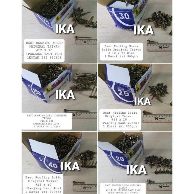 NAKATEKNO (PER DUS) Baut Roofing / Skrup Sekrup Ruping / Rufing 2, 3, 4, 5, 6, 7,10 cm ZOLLO ORIGINA