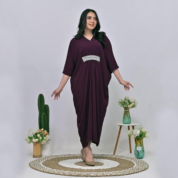 Kaftan Kaneeyaa Baju Muslim Ibu Hamil & Menyusui, Remaja Friendly Crinkle Airflow Gamis Lebaran Wani