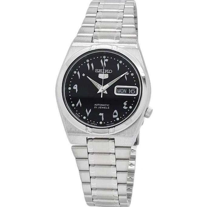 Jam Tangan Seiko 5 Automatic SNK063 SNK063J5 Black Arabic Dial Stainless Steel Day Date Display Orig