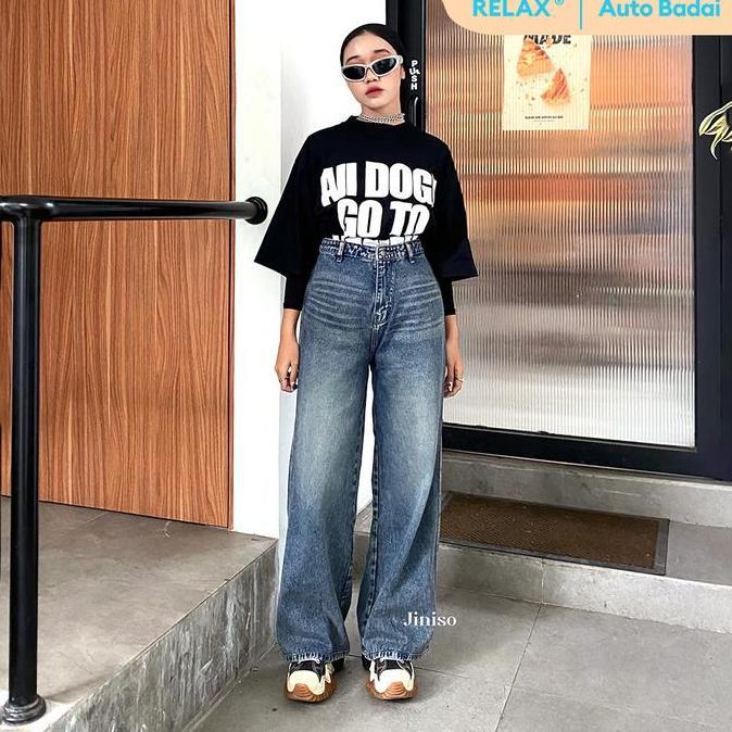 JINISO RELAX - 778 Kulot Highwaist Celana Jeans Wanita (TERBAIK) (TERBARU) (TERMURAH)