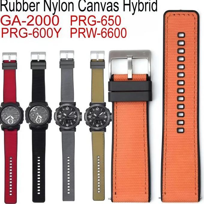 Tali Jam Tangan G-Shock GA-2000 Replacement Strap Rubber Nylon Canvas Hybrid Casio Protrek PRG-600 8