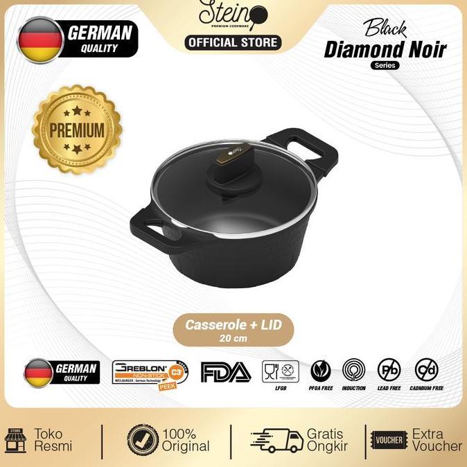 STEIN Black Diamond Noir Casserole | Wajan + Tutup