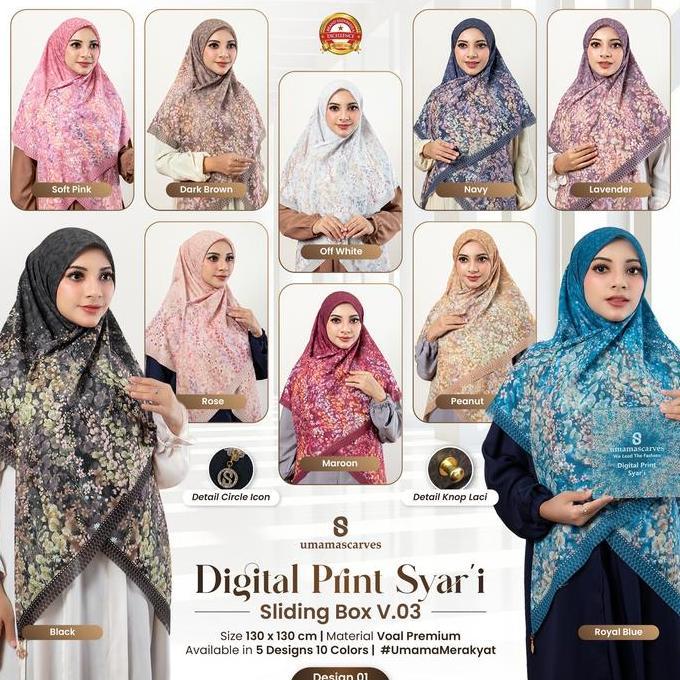 [Terbaru] Syari Motif Box Digital Jumbo - Umama Scarves
