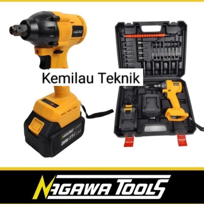 Spesial Mesin Bor Baterai Cordless Impact Wrench Nagawa Pembuka Baut Brushless