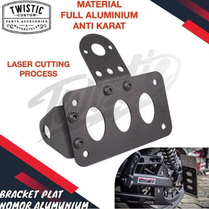Bracket Breket Dudukan Plat Nopol Nomor Samping Belakang Aluminium Motor W175 Benelli Patagonian Eag