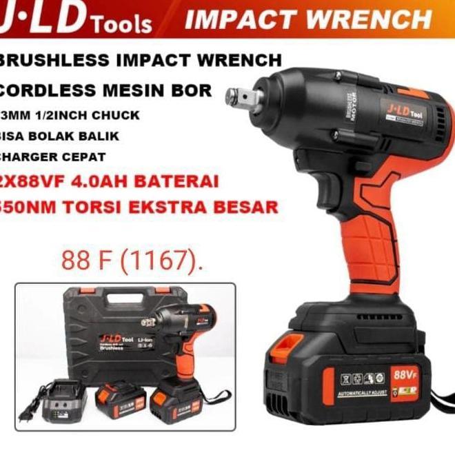 Miliki Jld Brusless Impack Wrench Cordless 88Vf Impack Baterai Torsi Besar 2 Baterai