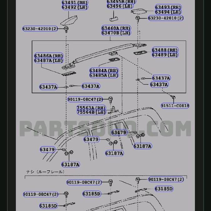 Cover bar roof rack Prado tahun 2002 - 2009, TRJ120
