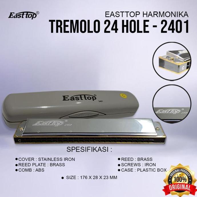 Harmonica Harmonika Easttop Tremolo Easttop 24 Hole 2401 Original
