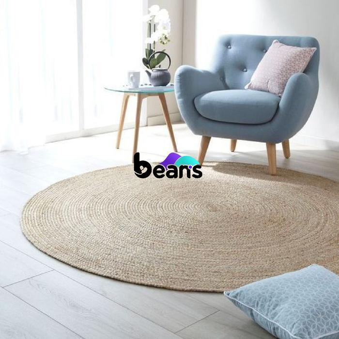 Beans Karpet Anyaman - Rug Anyaman - Rug Seagrass - Karpet Bulat