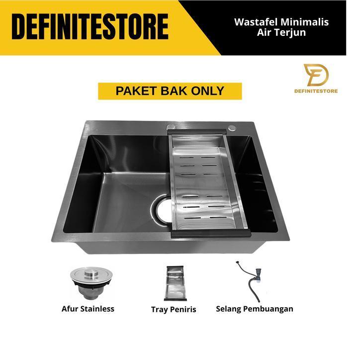 Kitchen Sink 1 Lubang Wastafel Cuci Piring 1 Lubang Bak Cuci Piring Stainless Steel Modern Sink 6045