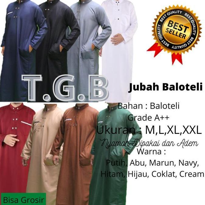 PROMO Toko Garment Bandung Jubah Gamis Pria Dewasa Bahan Adem Balloteli Grade A+ Model Resleting Kan