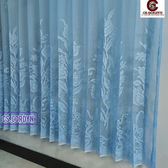 Vitrase Gorden Bunga Tulip Ungu Biru Tirai Vitrage Vitrace Selambu tile jendela minimalis